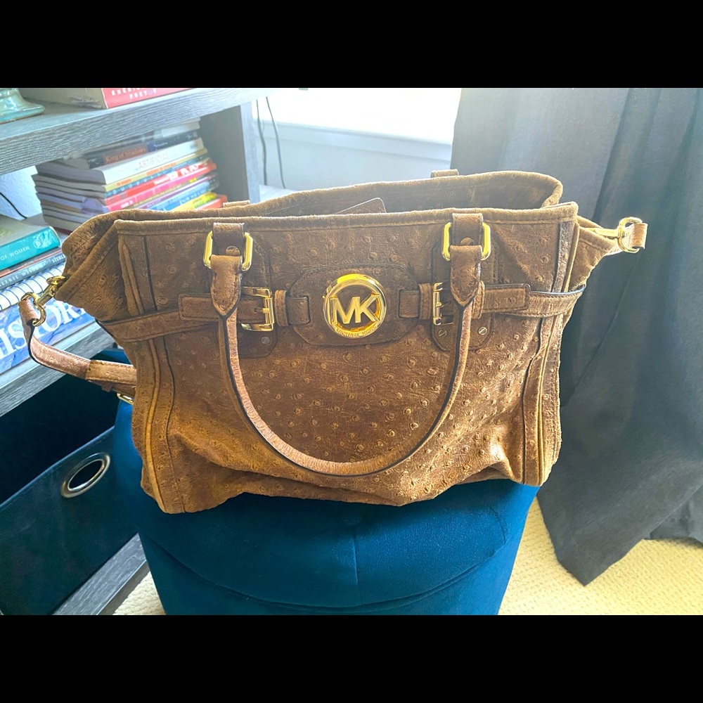 Michael Kors ostrich leather crossbody brown